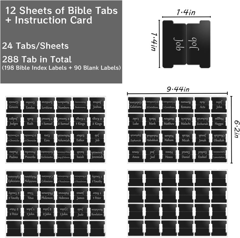 starboling Bible Tabs,Black Reposition Laminated Bible Tabs,Bible tabs for Men,Remove & Replace Bible Index Tabs,Easy to Read and Apply Bible Tabs for Women and Man（3Sets） - Image 2